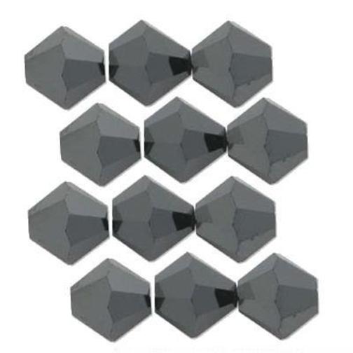 12 Jet Hematite 2X Swarovski Crystal Bicone Beads 4mm