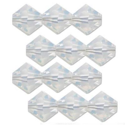 12 White Opal Swarovski Crystal Bicone Beads 5301 6mm