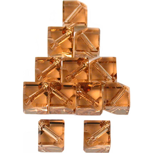 Dice Swarovski Crystal Beads Light Colorado Topaz
