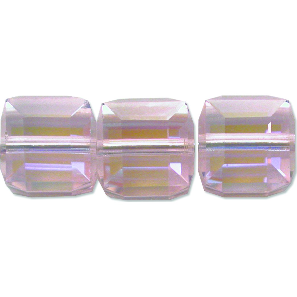 Cube Swarovski Crystal Beads Rosaline AB