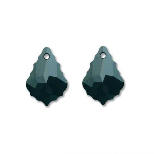 Baroque Swarovski Crystal Pendants Jet 16mm 2Pcs