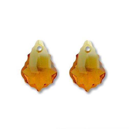 Baroque Swarovski Crystal Pendants Topaz 16mm 2Pcs