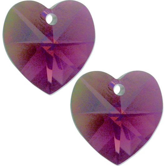 Heart Swarovski Crystal Pendants Amethyst AB