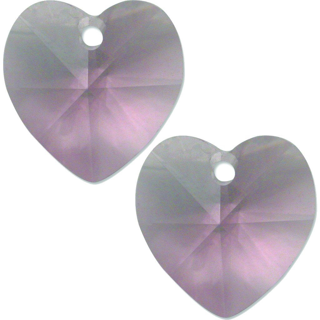 2 Lt Amethyst Swarovski Crystal Heart Pendant 10mm New