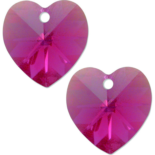 Heart Swarovski Crystal Pendants Fuchsia AB
