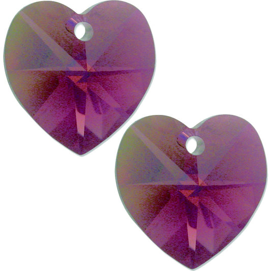 Heart Swarovski Crystal Pendants Amethyst AB