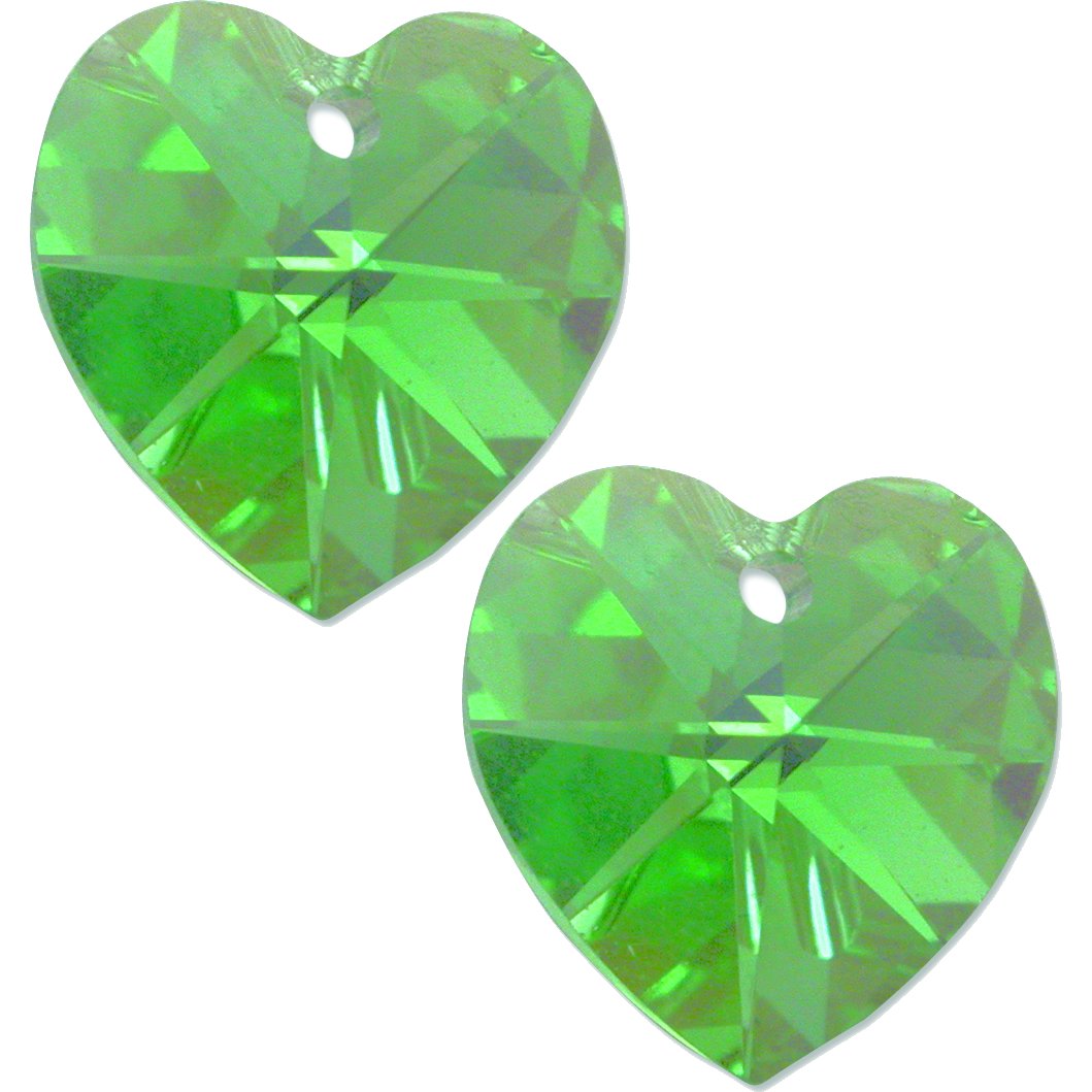 Heart Swarovski Crystal Pendants Peridot AB