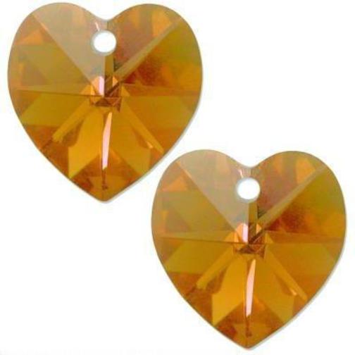 Heart Swarovski Crystal Pendants Topaz AB