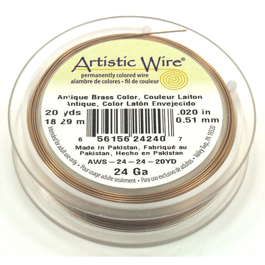 Artistic Wire Spool Antique Brass 24 Gauge 18.2M