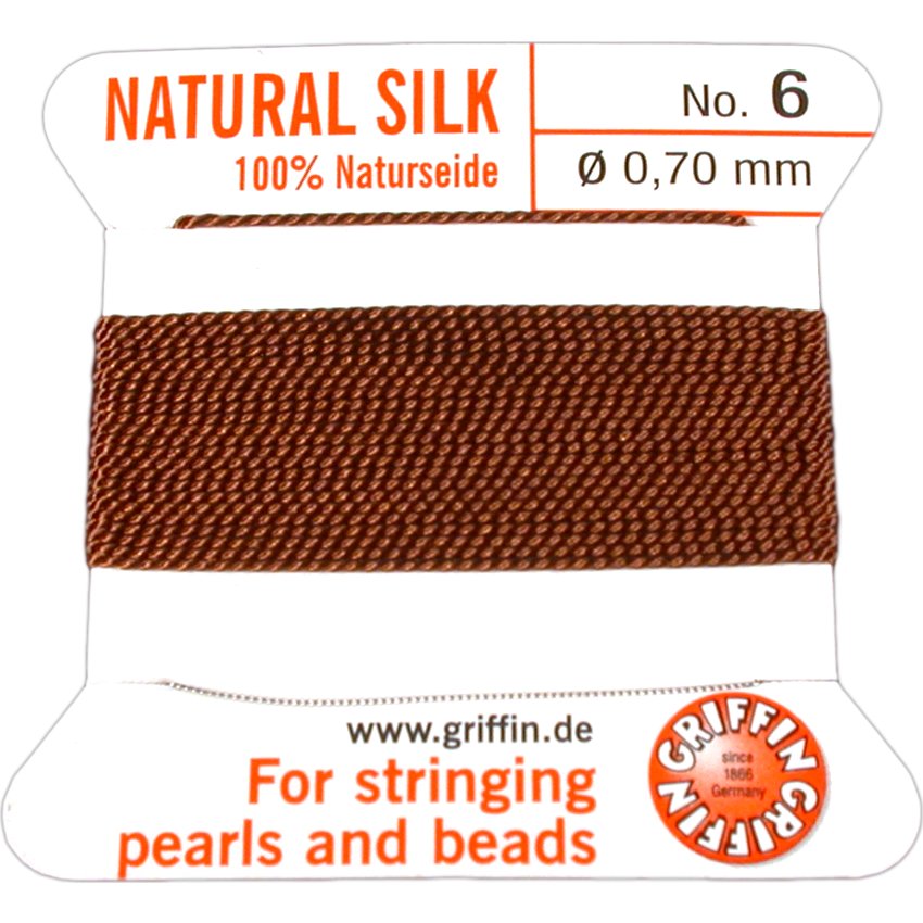 Griffin Silk Bead Cord Brown 2M (Size 6 to 16)