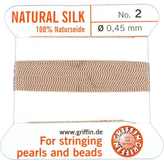 Griffin Silk Beading Cord & Needle Light Pink Sz 2
