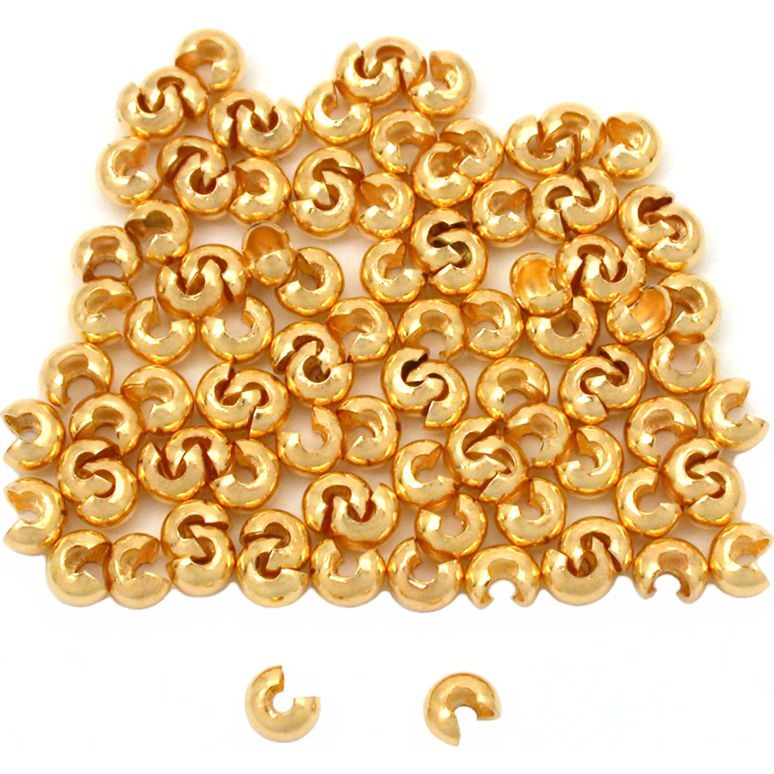 Real Gold TONE Crimp Bead Covers 3mm (144)