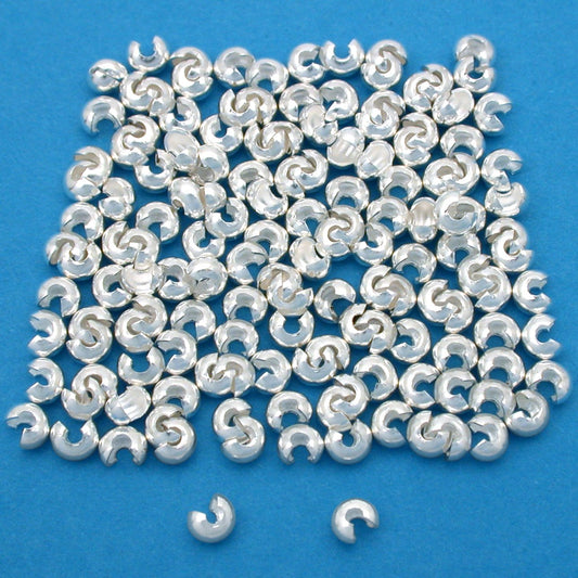 Crimp Bead Covers Silver Plated 3mm 144Pcs