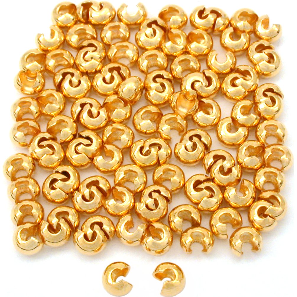 Crimp Bead Covers Gold Plated 4mm 100Pcs