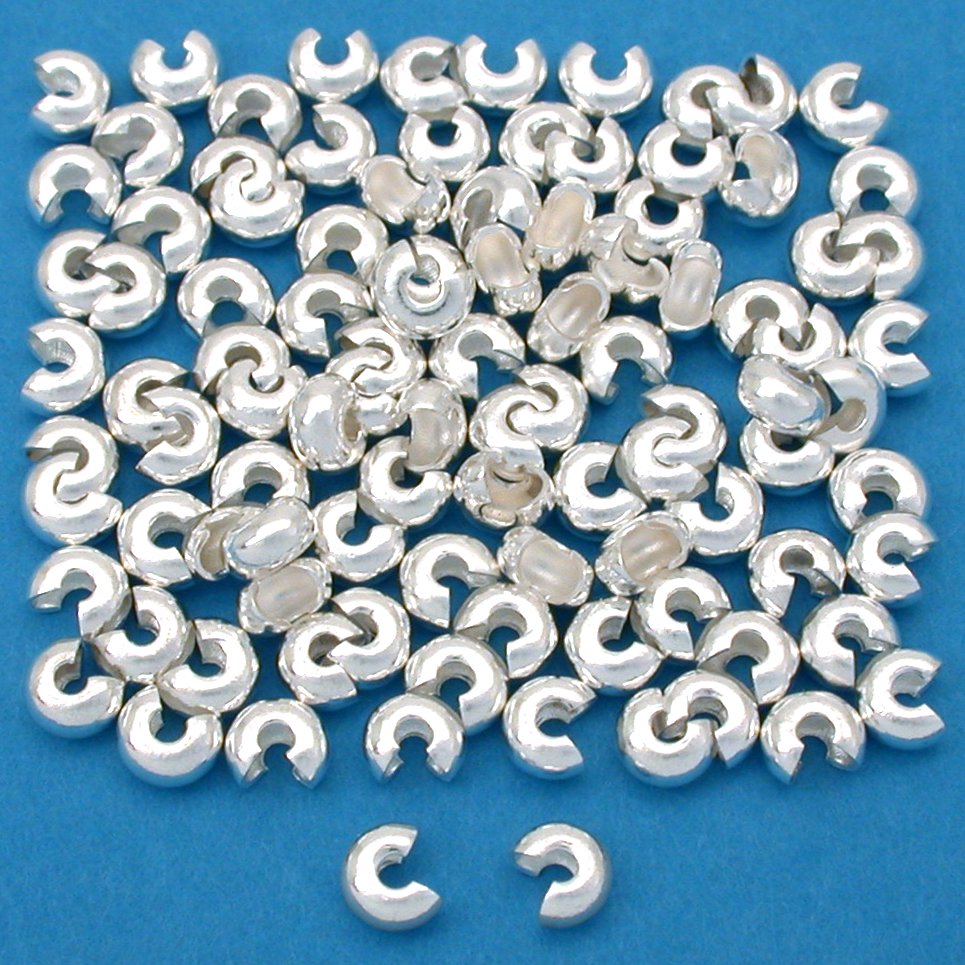 Real Silver Tone Crimp Bead Covers 4mm (144)