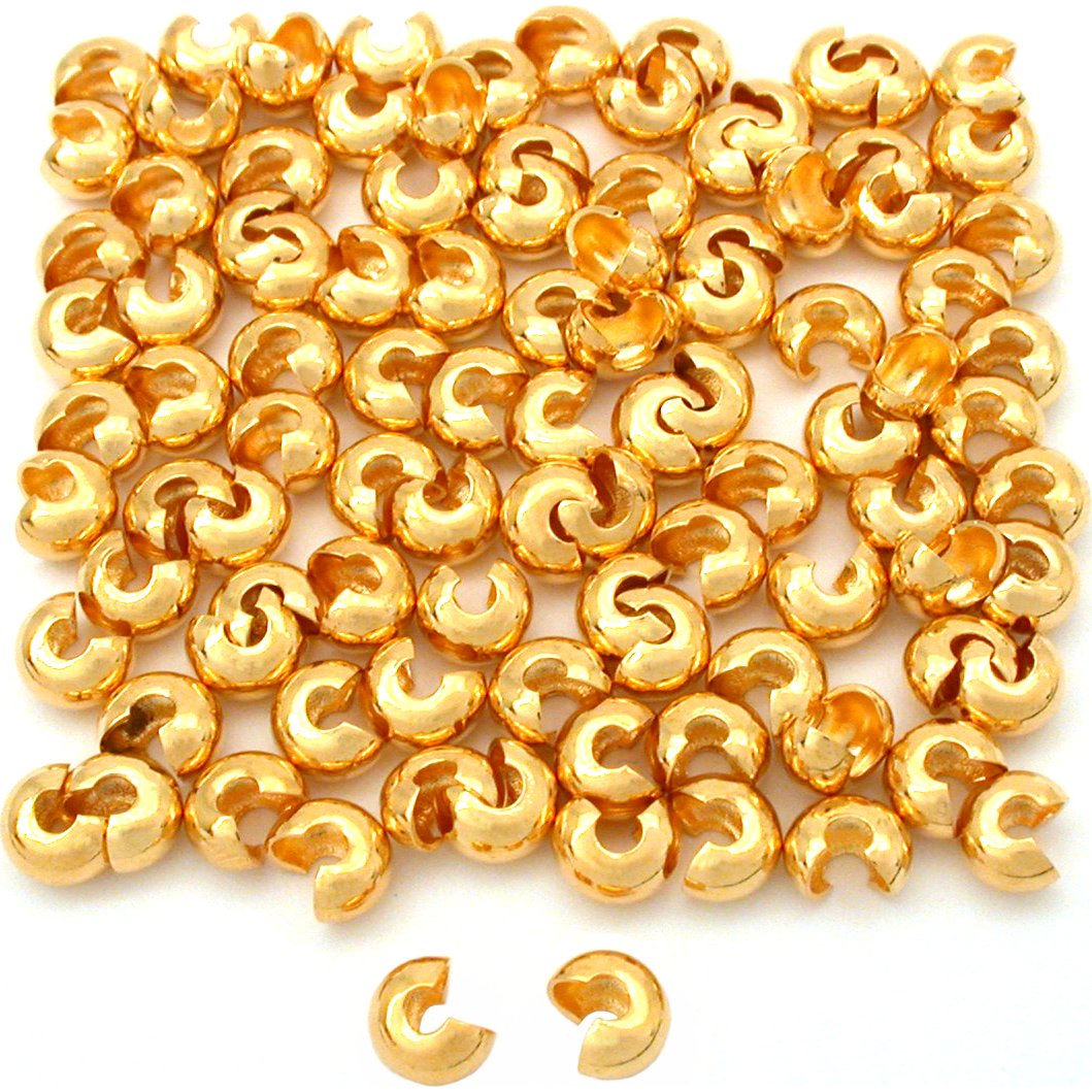 Crimp Bead Covers Gold Plated 5mm 100Pcs