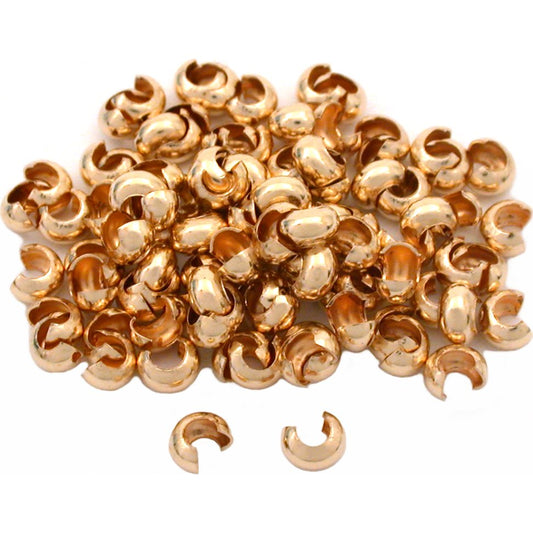 100 14K Gold Filled Crimp Bead Covers Beading 4mm x 3mm