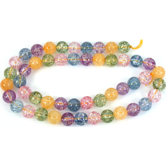 Round Crackle Crystal Beads Assortment 16" Strand 8mm