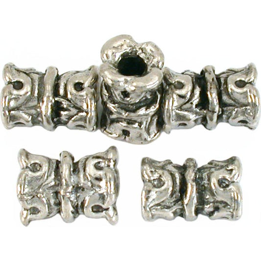 Bali Barrel Beads Antique Silver Plated 15mm 5Pcs