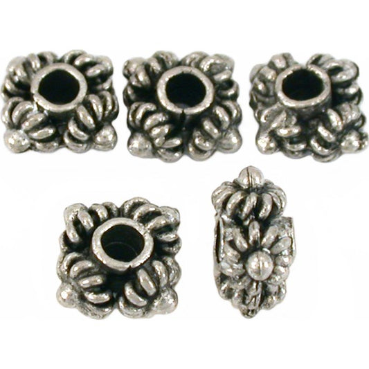 Bali Spacer Beads Antique Silver Plated 7mm 5Pcs