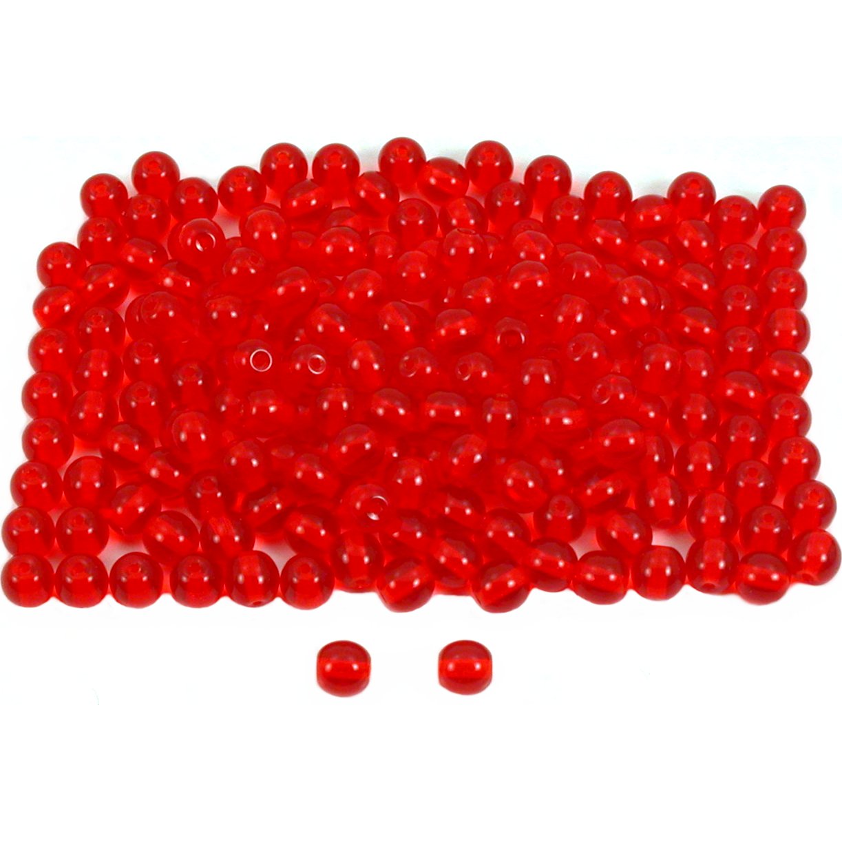 200 Red Round Druk Czech Glass Beads Jewelry Parts 6mm
