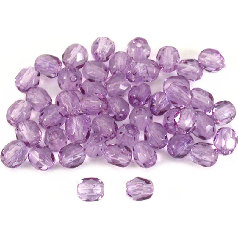 Faceted Fire Polished Glass Beads Purple 4.5mm 50Pcs