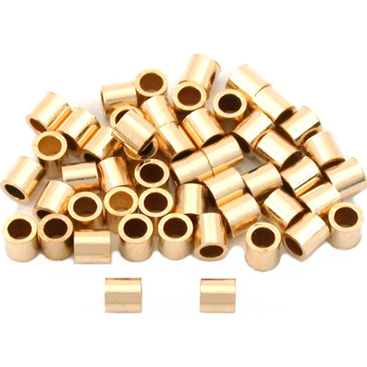 50 Gold Filled Tube Crimp Beads Jewelry Beading 2mm