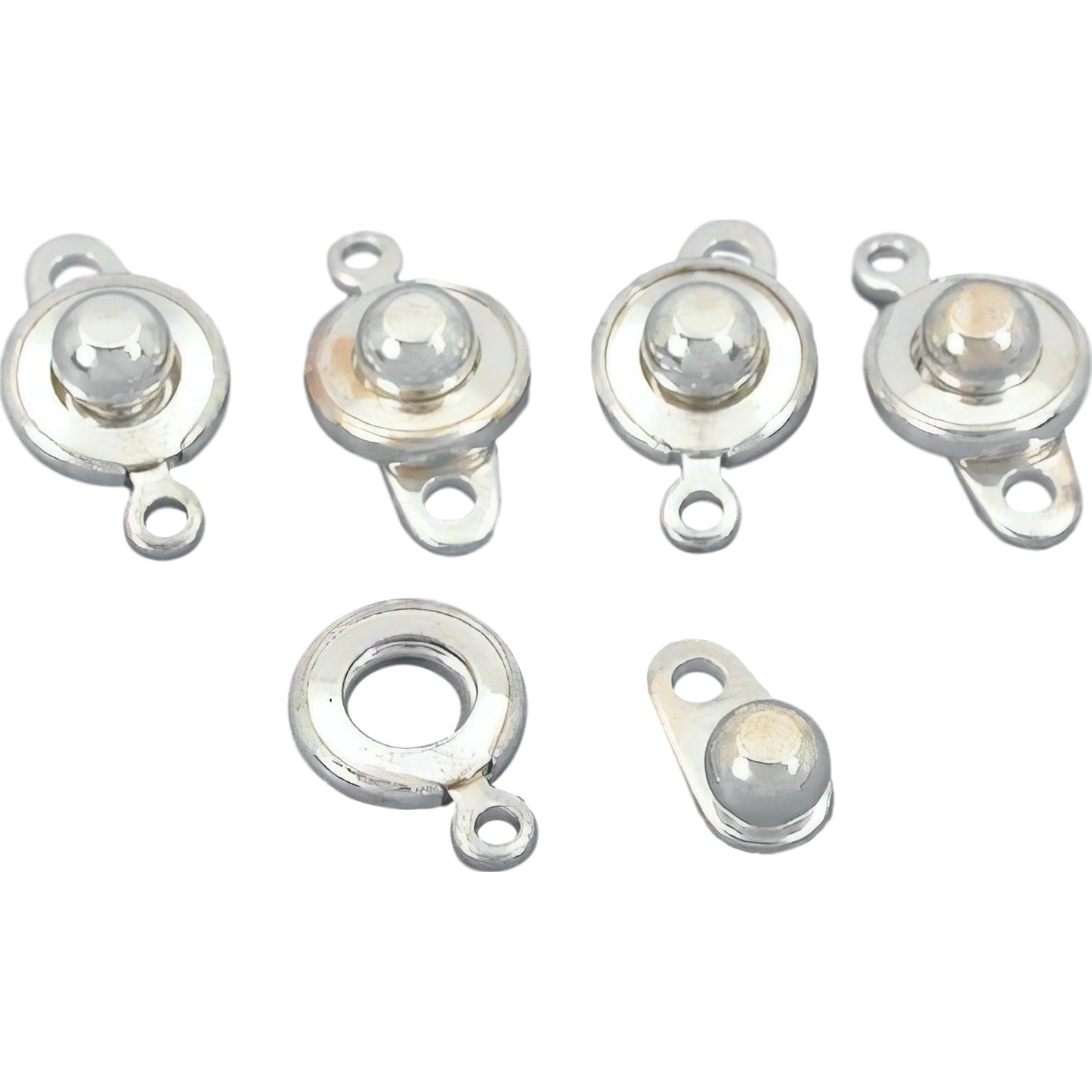 5 Silver Plated Ball & Socket Snap Clasps Jewelry Part