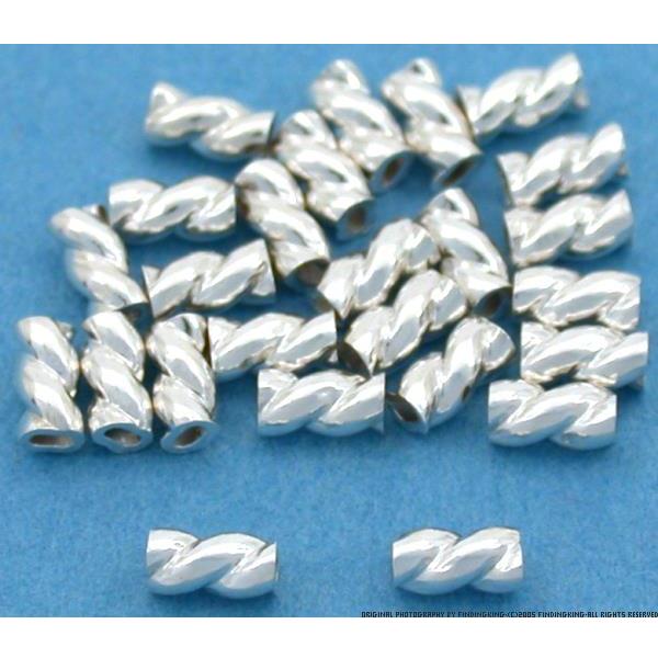 Crimp Beads Twisted Sterling Silver 3mm 25Pcs