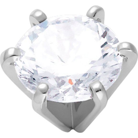 14K White Gold 6 Prong Tall Peg Head Round Setting 0.12ct 3.2mm