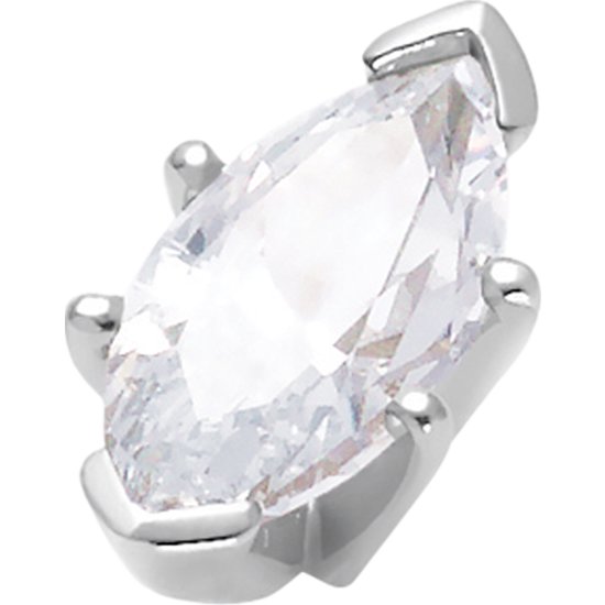 14K White Gold 6 Prong Marquise 2 V Tip Peg Head Setting 0.75ct 6.5 x 4.5mm