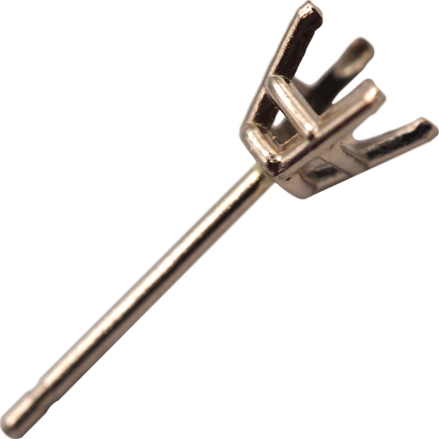 14k White Gold Princess Basket Stud Earring 3 mm