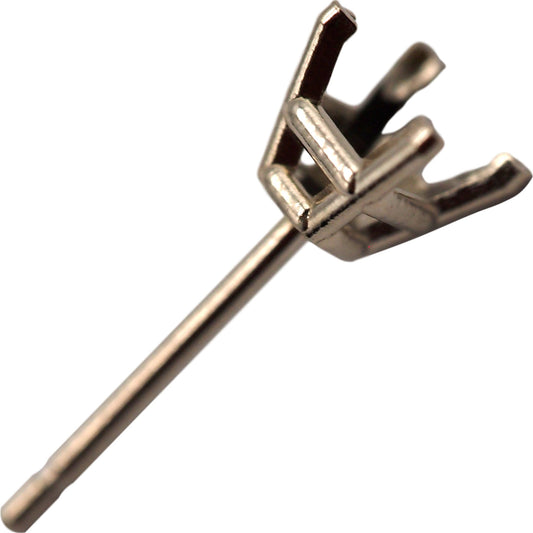 14k White Gold Princess Basket Stud Earring 3.5 mm