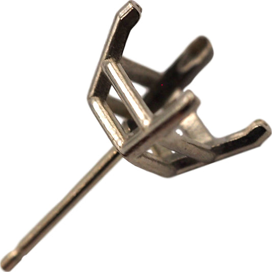 14k White Gold Princess Basket Stud Earring 6 mm