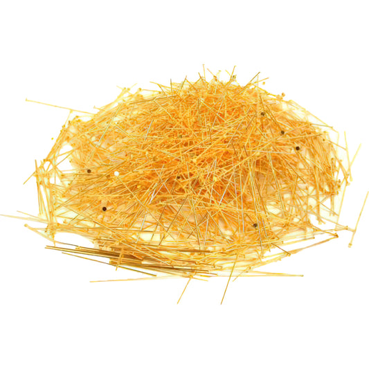 1000 Gold Plated Hat Head Pins Jewelry Beading 2" 21 Ga