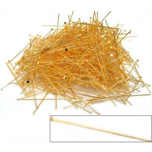 Head Pins Gold Plated 21 Gauge 2" 500Pcs