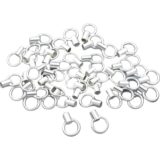 50 Sterling Silver Crimp Necklace Cord End Beading 7mm