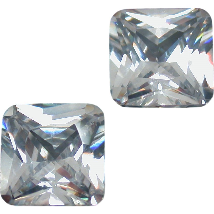 Cubic Zirconia Square 7.5x7.5mm 2Pcs
