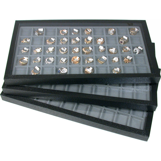 Acrylic Top Trays & Gray Flocked Inserts 6Pcs