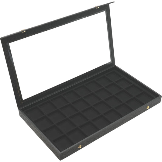 Jewelry Box Holder Tray 32 Earring Display Case Organizer Storage Black Clear