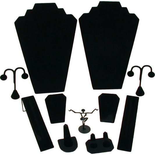 Bracelet, Earring, Necklace, Ring Displays Black Velvet 11Pcs