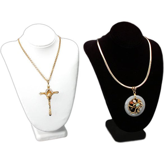 2 Piece Set Black White Jewelry Display Bust 7 1/2"H