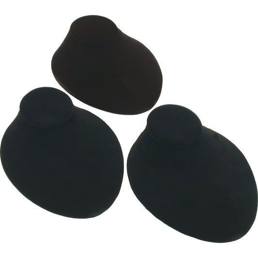 3Pc Black Velvet Jewelry Display Bust Chain Necklace 8"