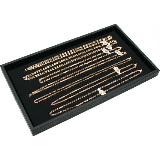 Sample Display Tray Black & 7 Hook Necklace Black Velvet Insert 2Pcs