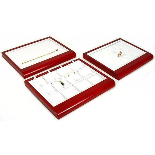 3 Rosewood Display Trays Ring Bracelet Earring Necklace