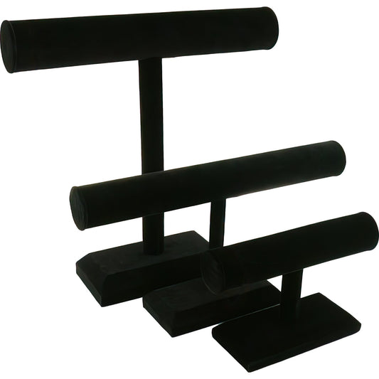 3 Chain Bracelet T Bar Jewelry Display Black Velvet