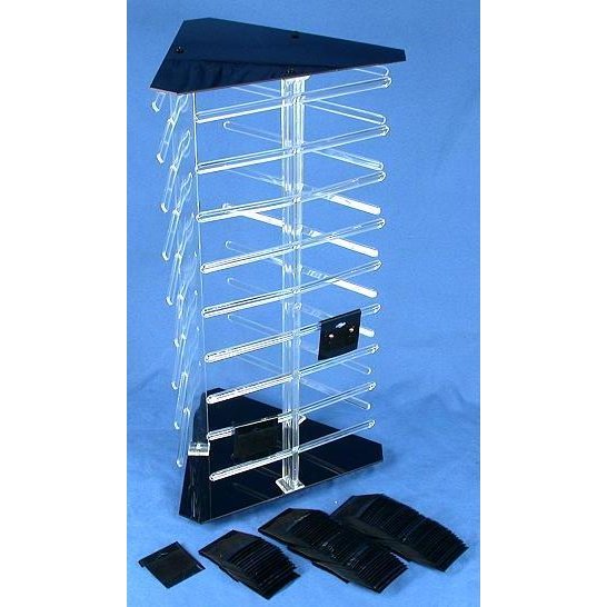100 Black Earring Cards Revolving Display 3 Sided Stand