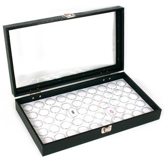 50 Gem Jars Display Tray Glass Lid Travel Tray