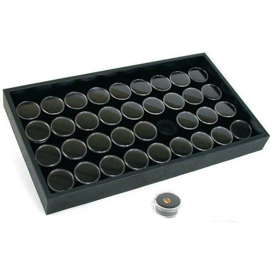 36 Gem Jars Black Foam Display Stackable Showcase Tray