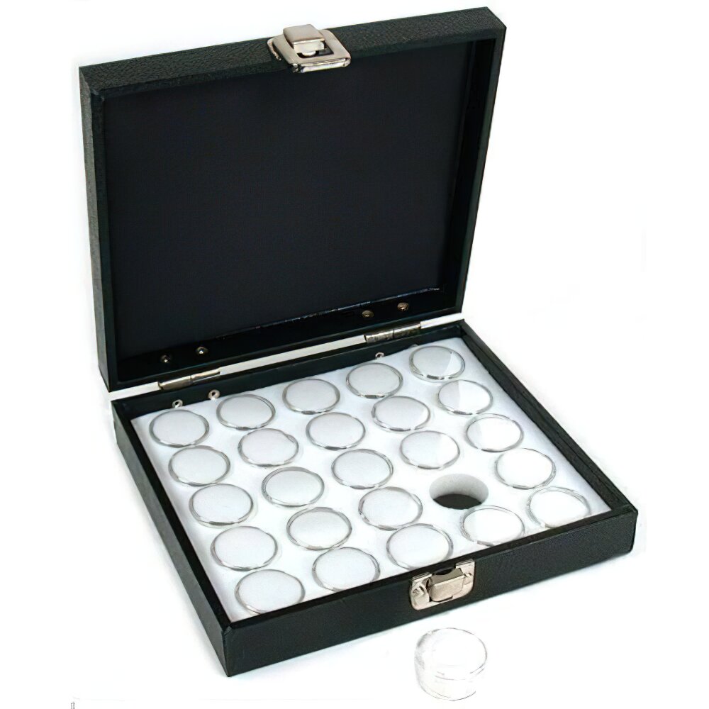 25 Gem Jars Display Tray Gemstone Travel Case